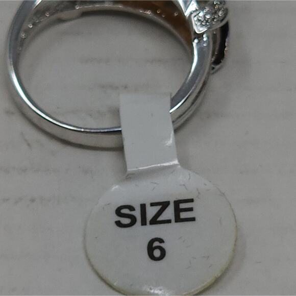 Round Cut Champagne Ring Gift Silver Cubic Zirconia Detail Women's Size 6 NWT - Picture 8 of 11